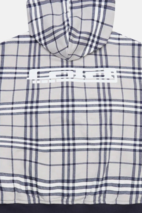 Plaid Printed Zip Y2k Hoodie