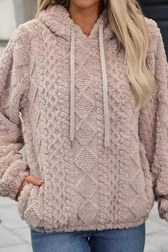 Plush Cable Texture Hoodie 4