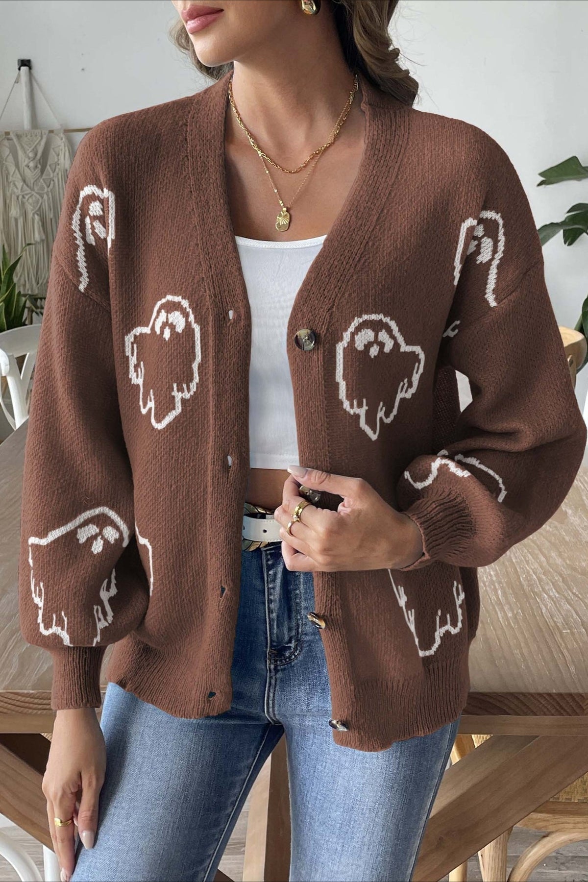 Jacquard Button Cardigan 10