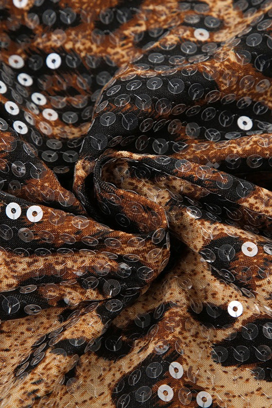 Sequin Leopard Print Bodycon Skirt