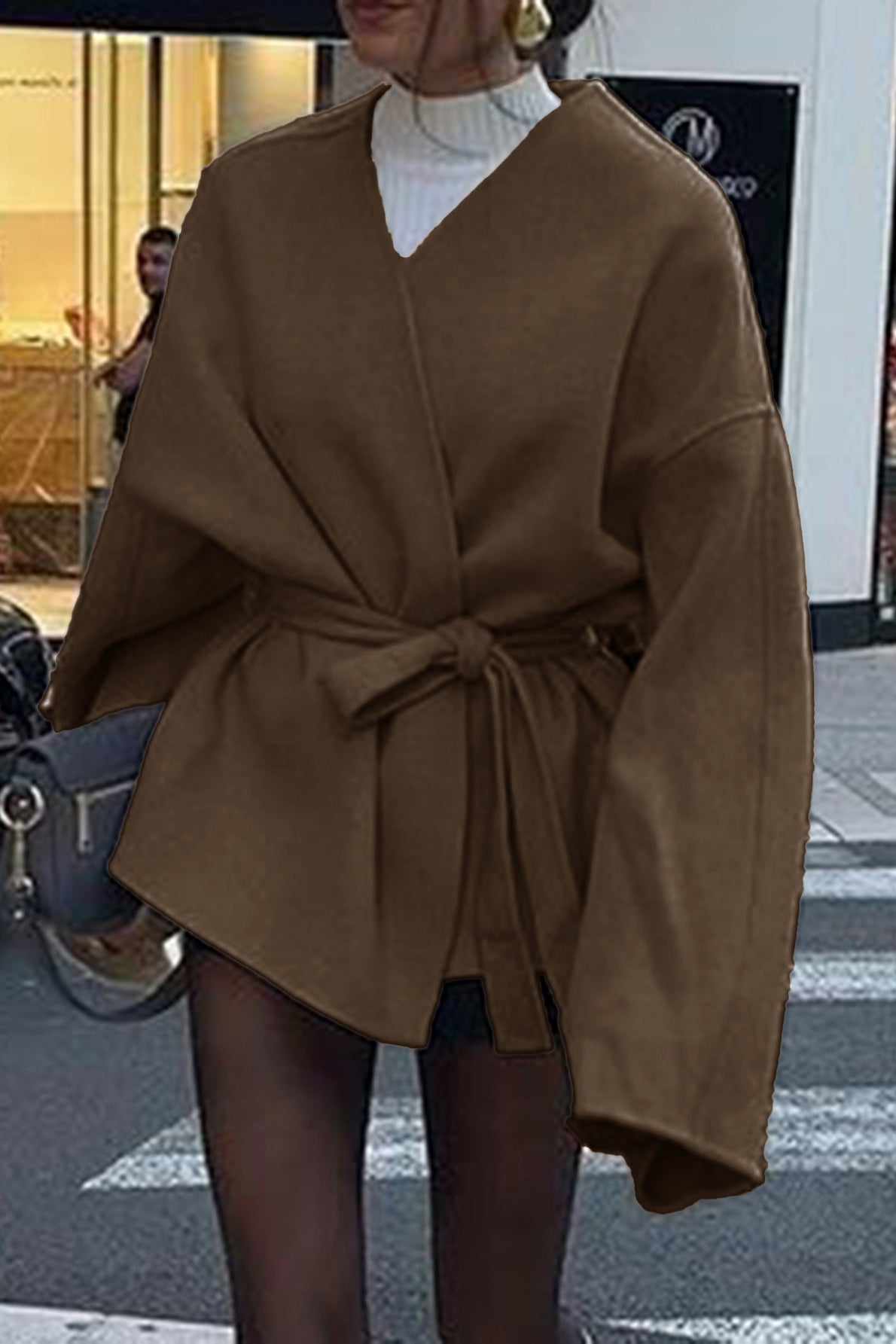 Tailored Long Sleeve Belted Trench Coat - Fashionpara