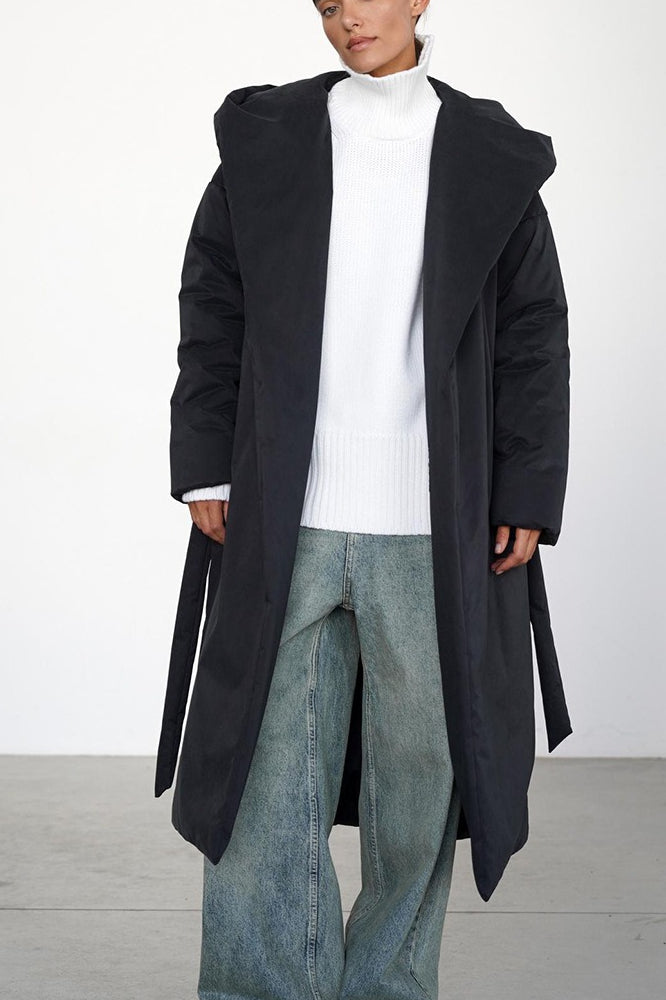 Solid Color Long Cotton Coat