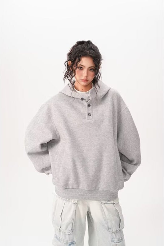 Double Layer Button Hoodie - Fashionpara