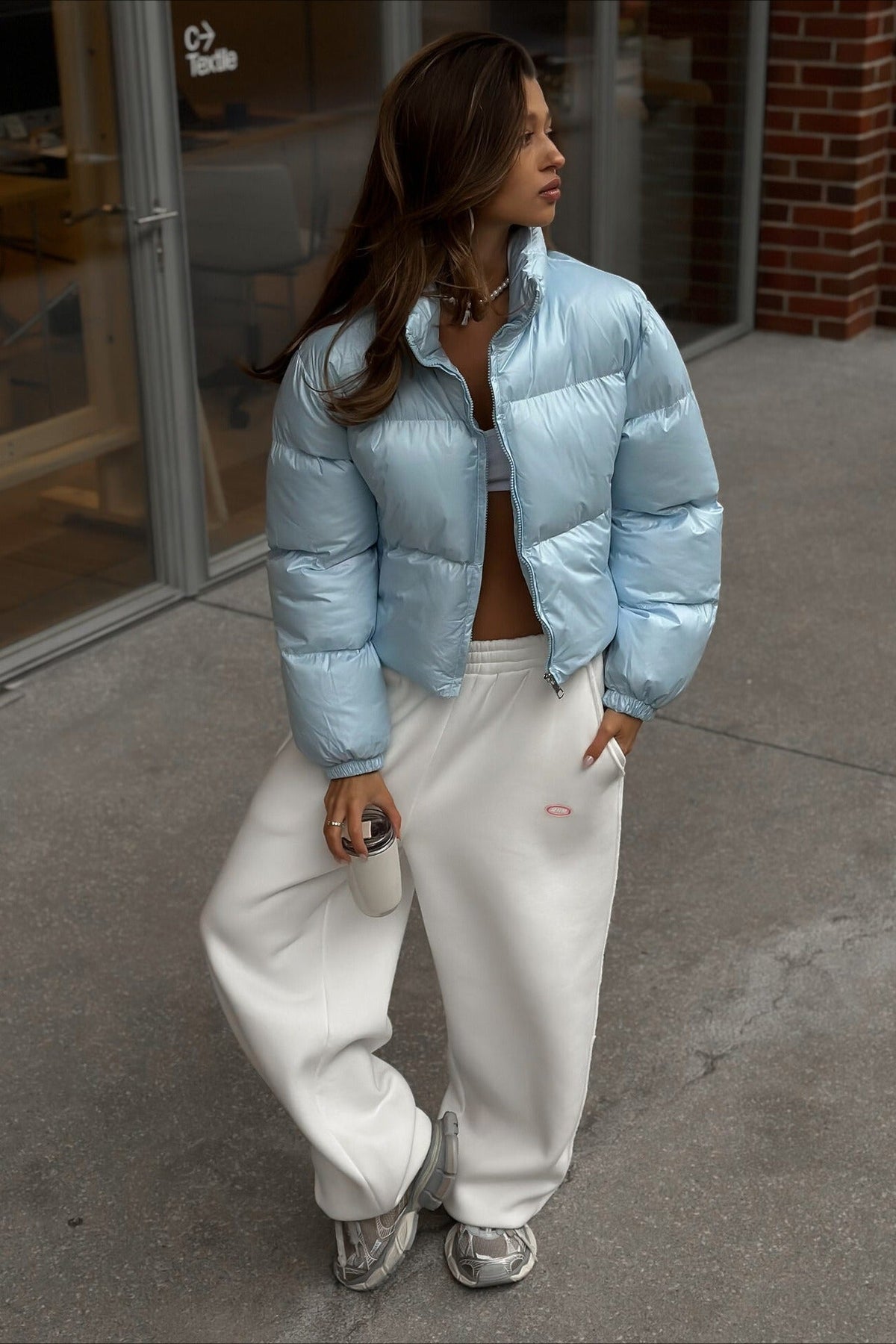 Essential Cropped Puffy Puffer Jacket