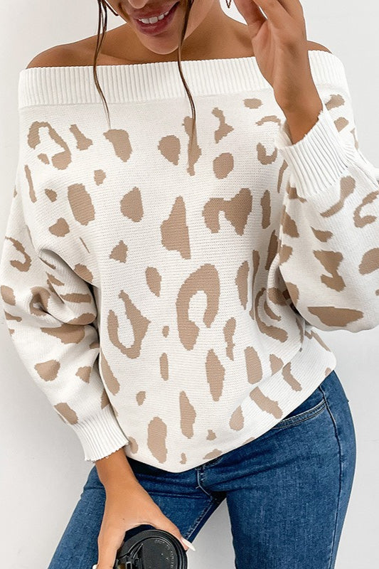 PrincessAce Leopard Batwing Sleeve Sweater for Style