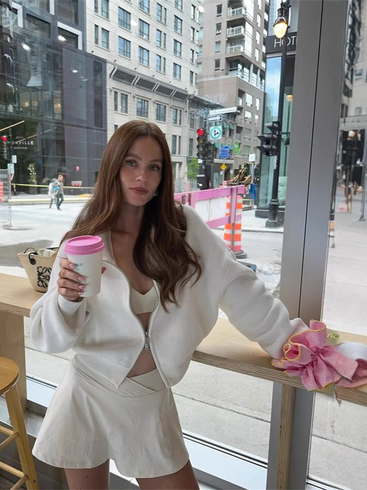 PrincessAce Elegant Folded Collar Long Sleeve Sweater Cardigan