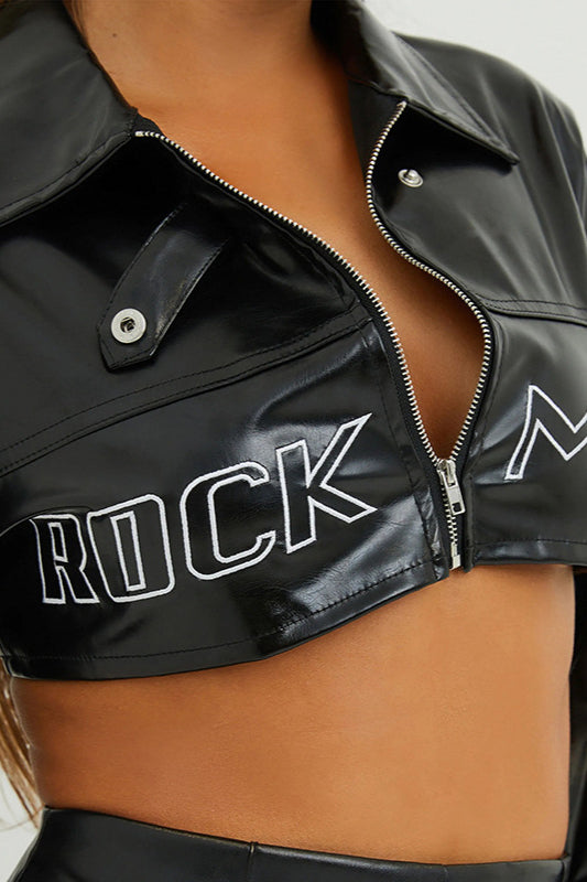 Elegant Embroidered PU Leather Coat for Stylish Warmth