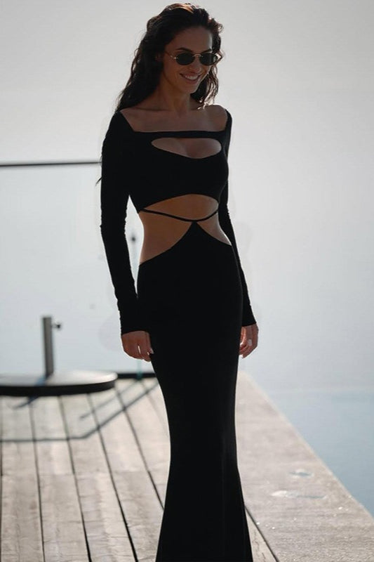 Sheer Panel Bardot Bodycon Party Dress