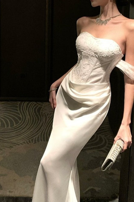 Romantic Strapless Mermaid Long Slim Bodycon Formal Dress