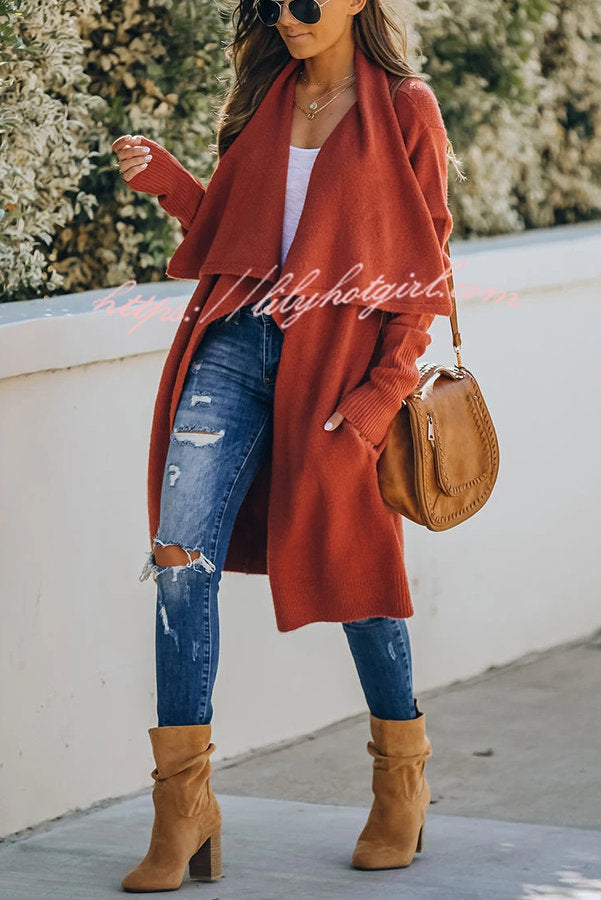 Lady Rin Oversized Drape Neckline Knit Cardigan for Comfort