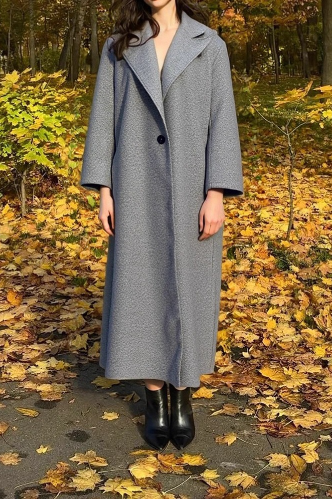 Fuzzy Fleece Lapel Long Sleeve Warm Overcoat - Fashionpara