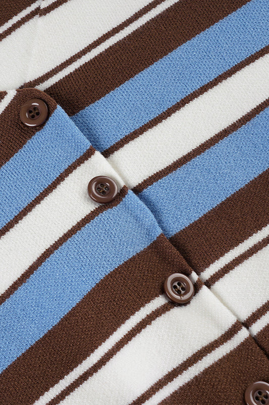 Vintage Striped Slim Fit Long Sleeve Knit Cardigan for Style