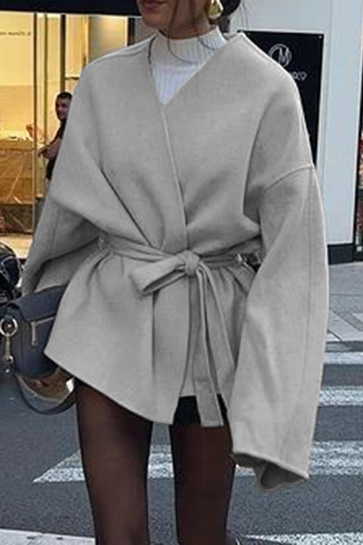 Tailored Long Sleeve Belted Trench Coat - Fashionpara