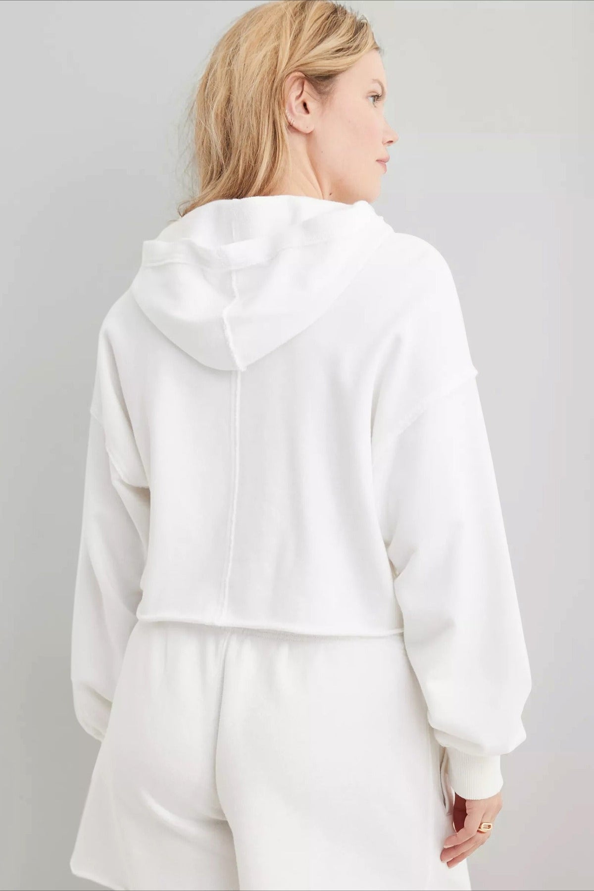 Relaxed Solid V-Neck Hoodie 14