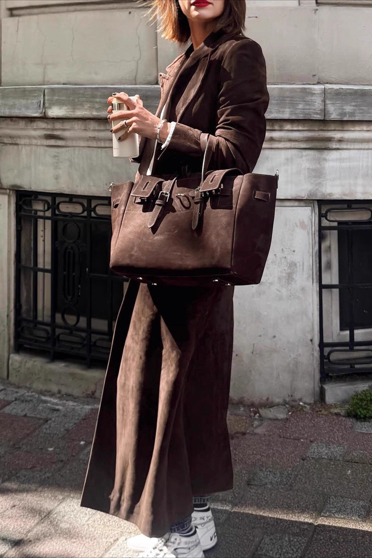 Retro Brown Belted Waist-Tie Overcoat for Timeless Elegance
