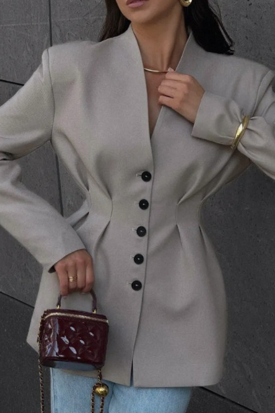 Single-Button Draped Blazer 6