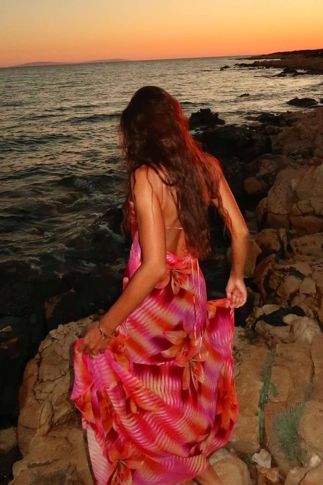 Floral Satin Cowl Neck High Split Slip Maxi Dress