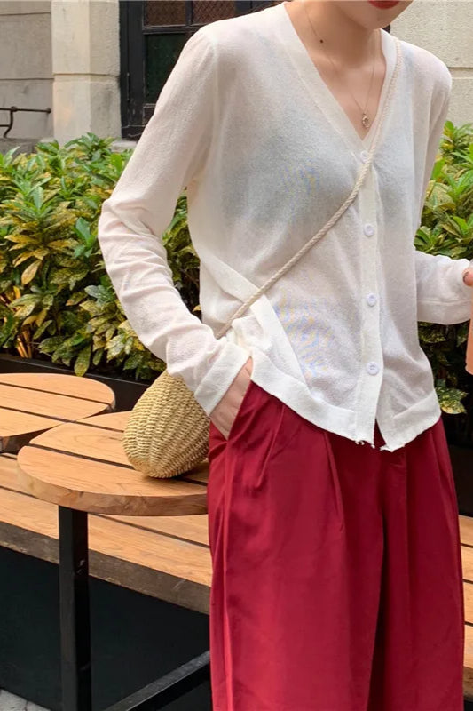 V-Neck Lightweight Knit Cardigan 11