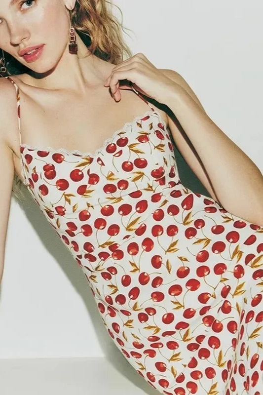 Cherry Blossom Split Maxi Floral Dress