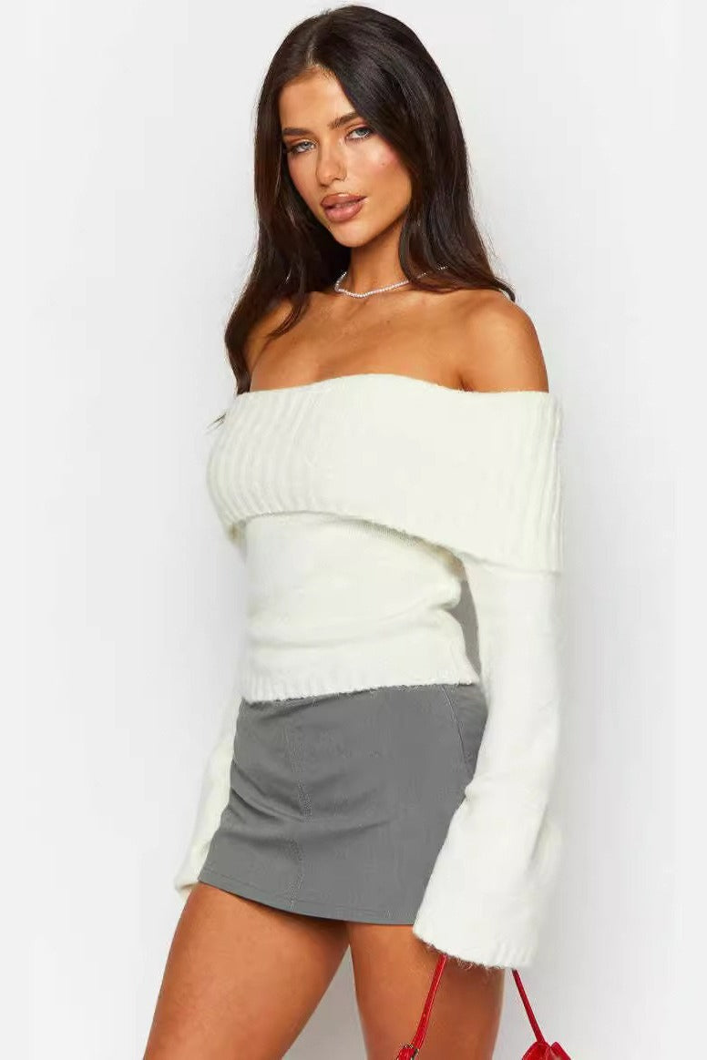 Ribbed Off Shoulder Knit Sweater
