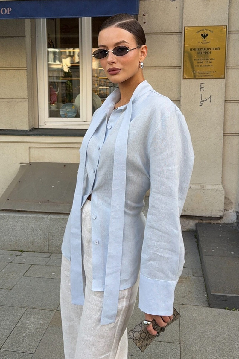 Vintage Cotton Tie Front Blouse