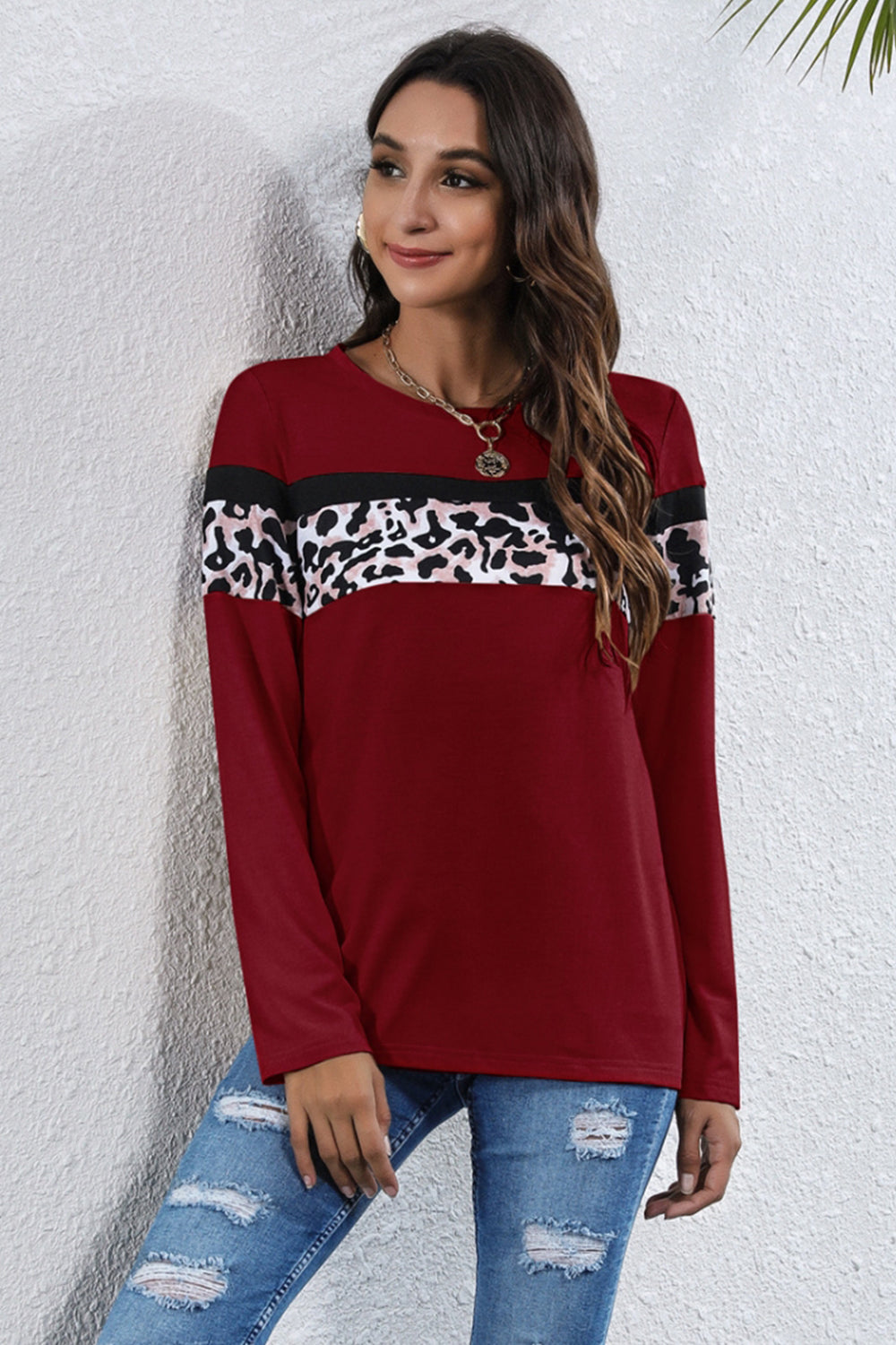 Round Neck Printed Long-Sleeved T-Shirt