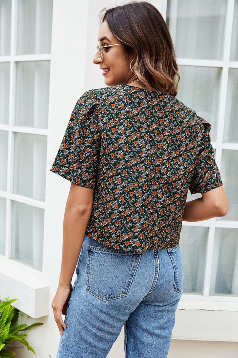 Print Square Collar Shirt