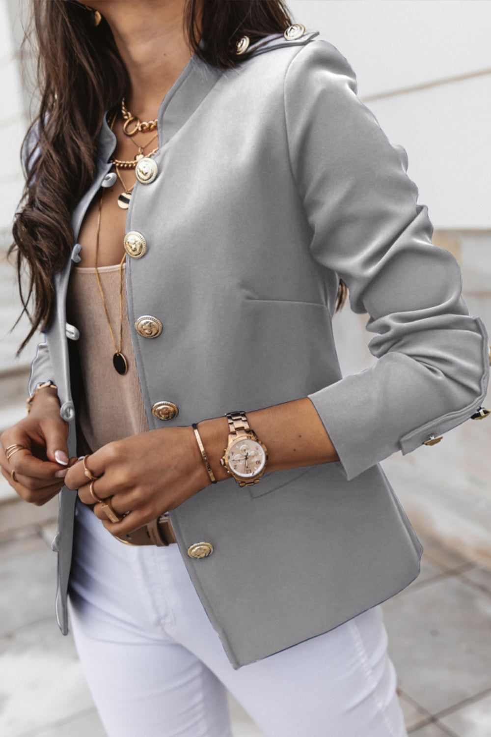 Tailored Long Sleeve Suit Jacket for Elegant Professional Style