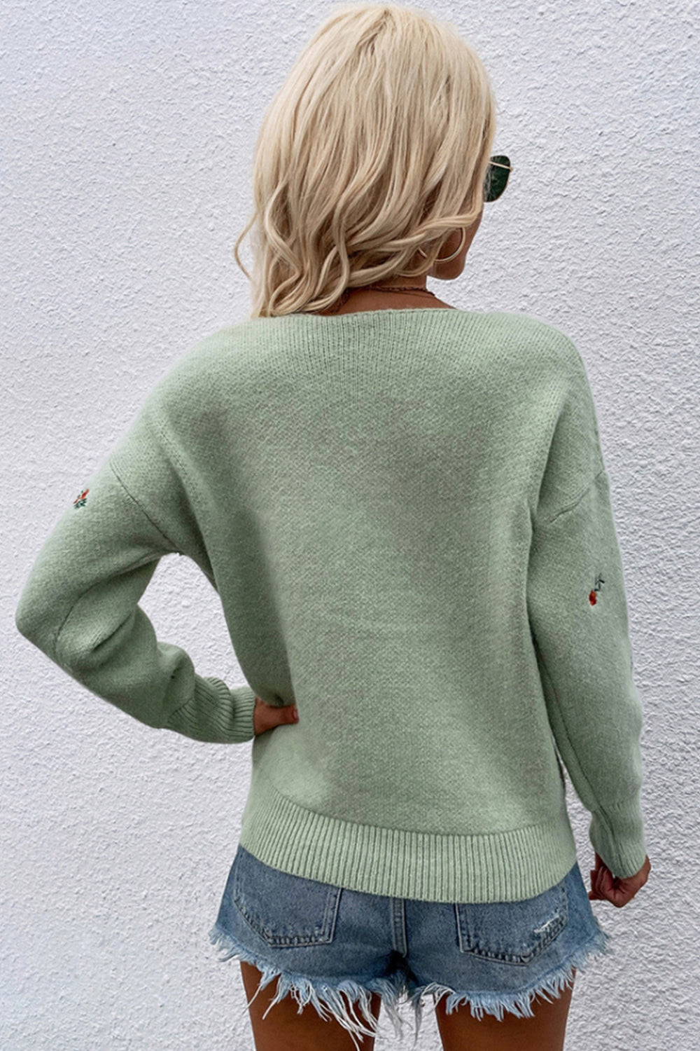 RadyRin Stylish V-Neck Loose Knit Sweater for Comfort