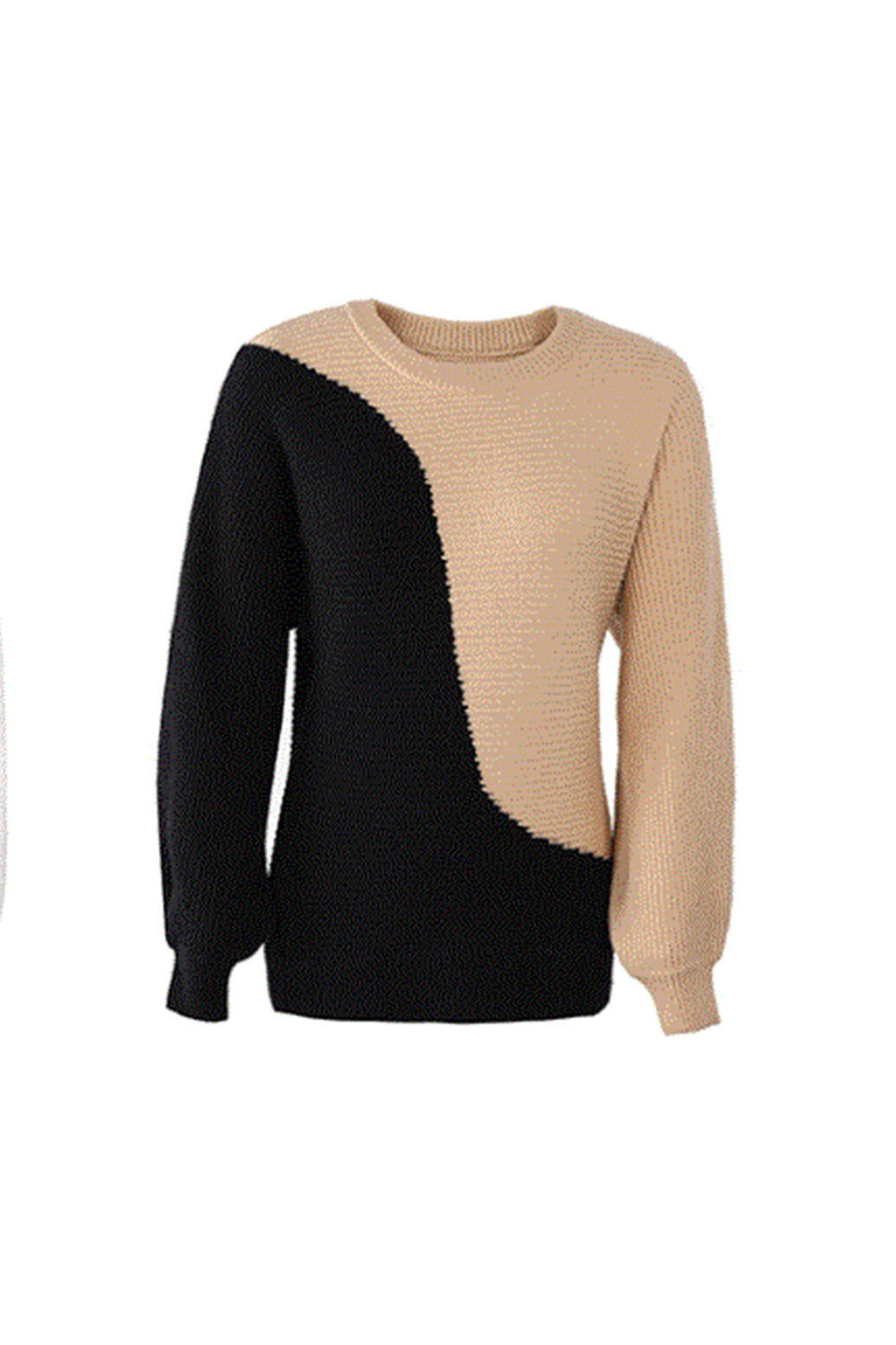 RadyRin Round Neck Contrast Sweater for Effortless Style