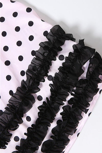 Polka Dot Strapless Ruffle Hem Bodycon Mini Dress 8