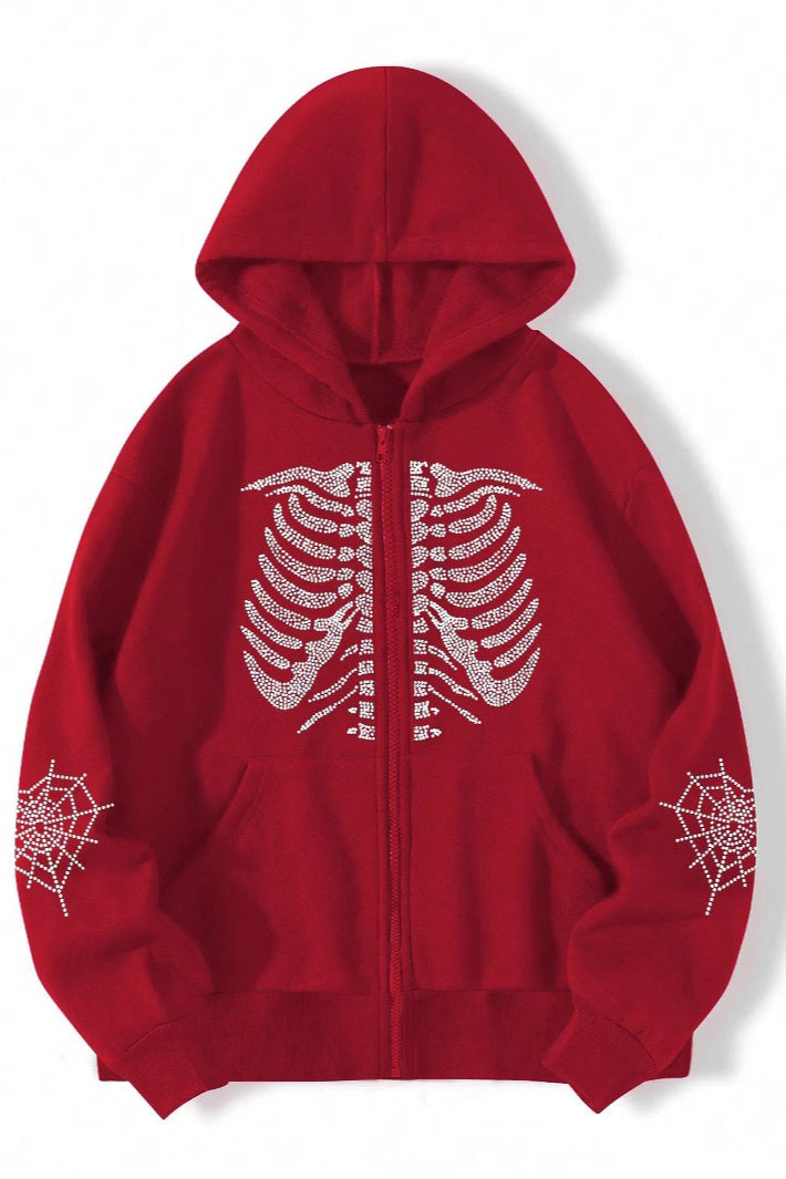 Skeleton Graphic Zip Hoodie 5
