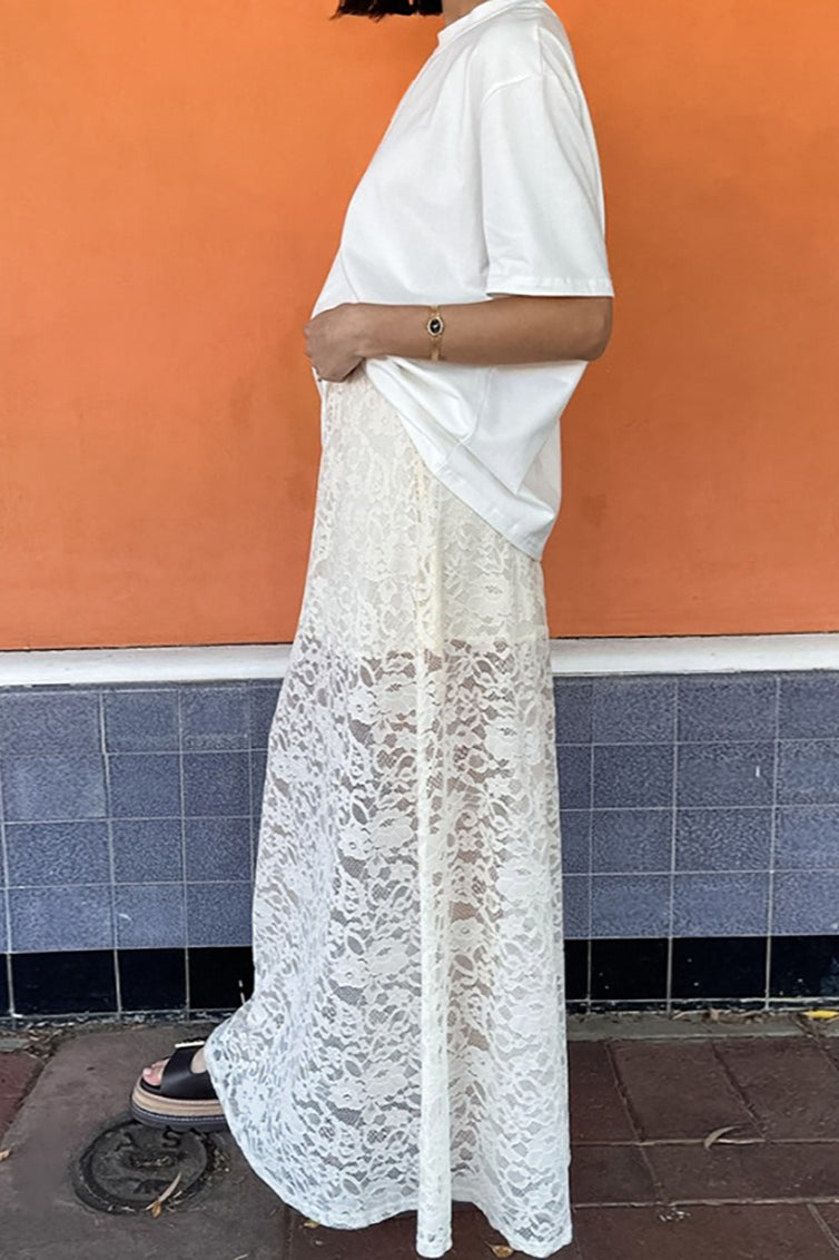 Sheer Lace Maxi Skirt