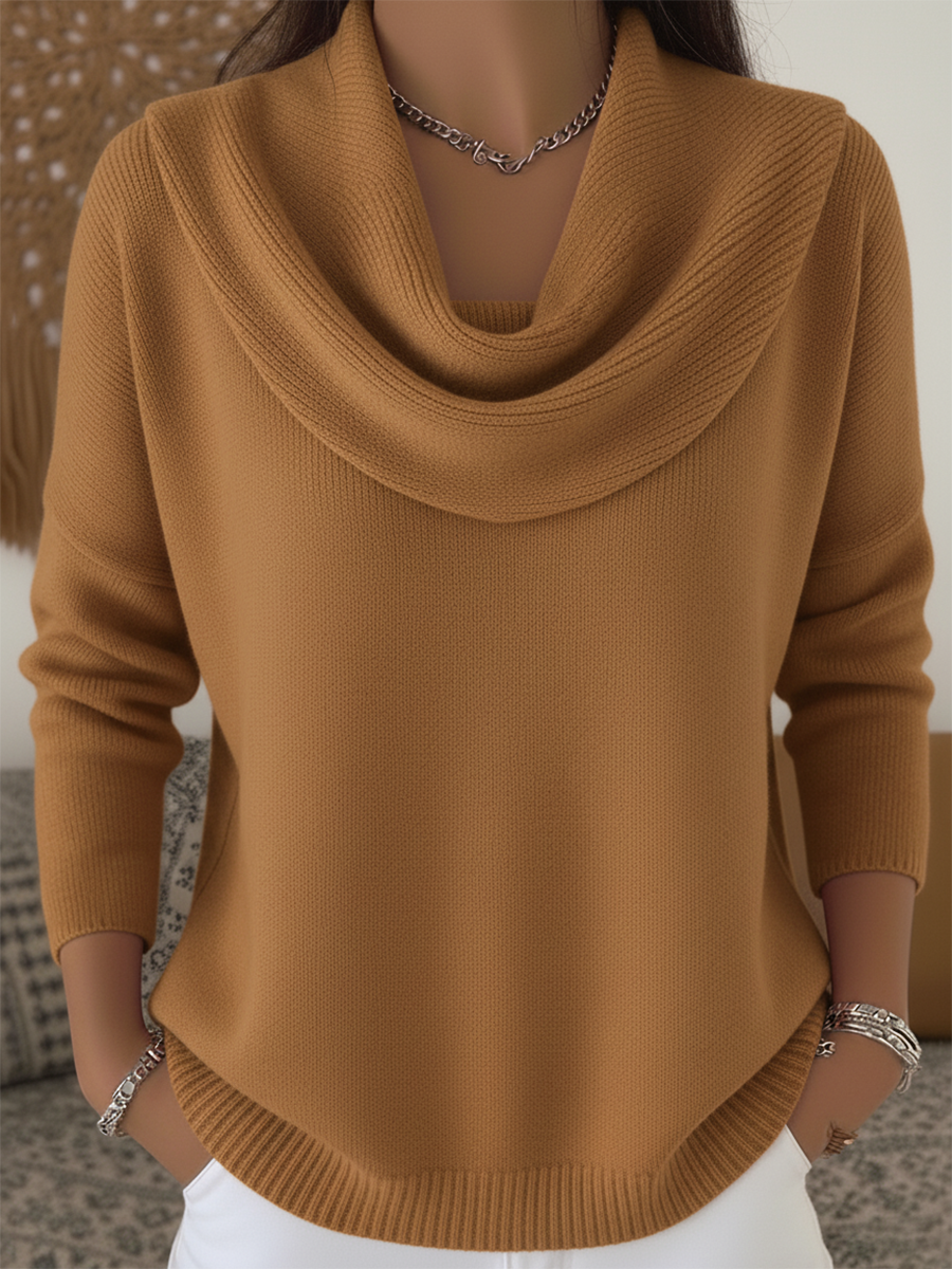Cowl Neck Long Sleeve Knit Sweater 2