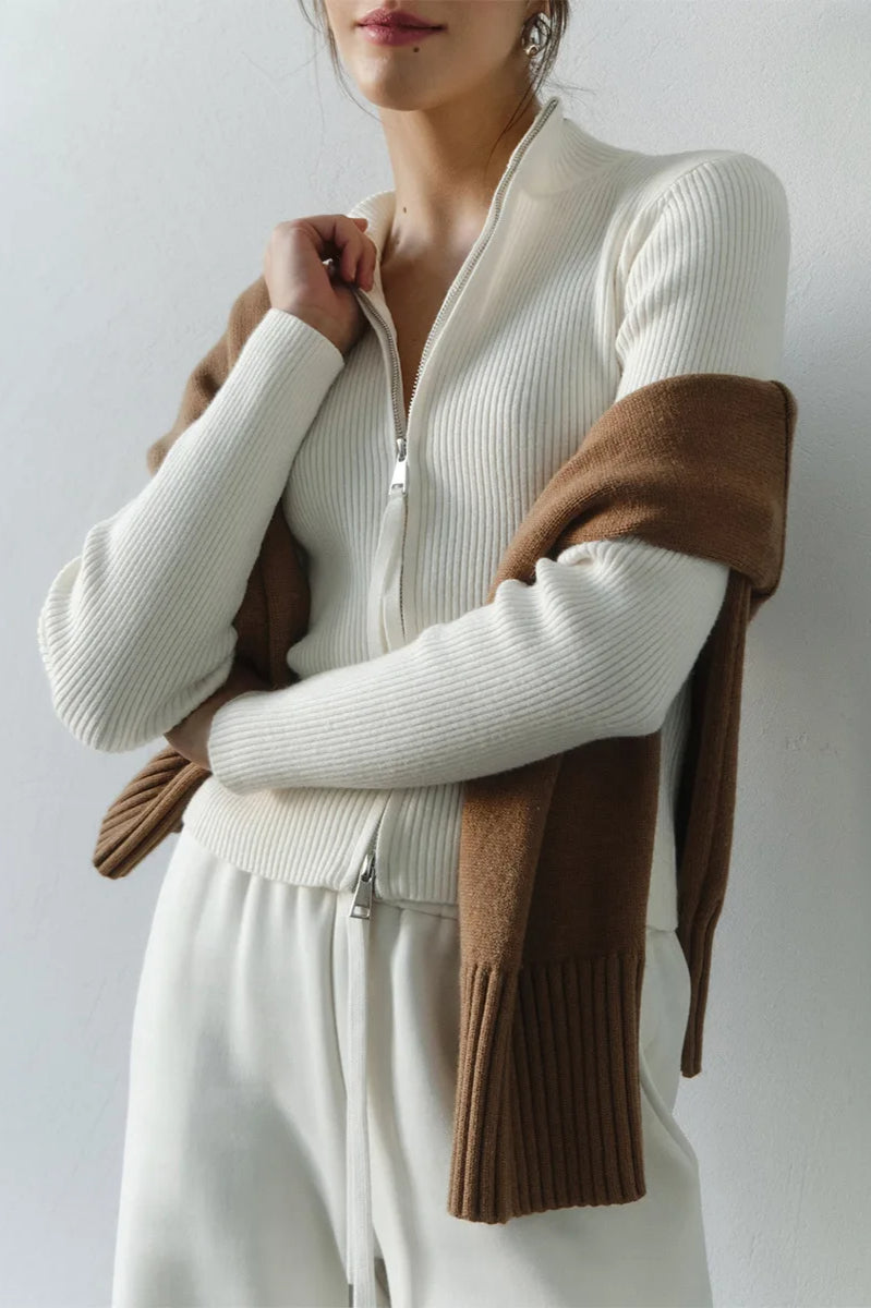 Casual Zip Front Knit Cardigan 26
