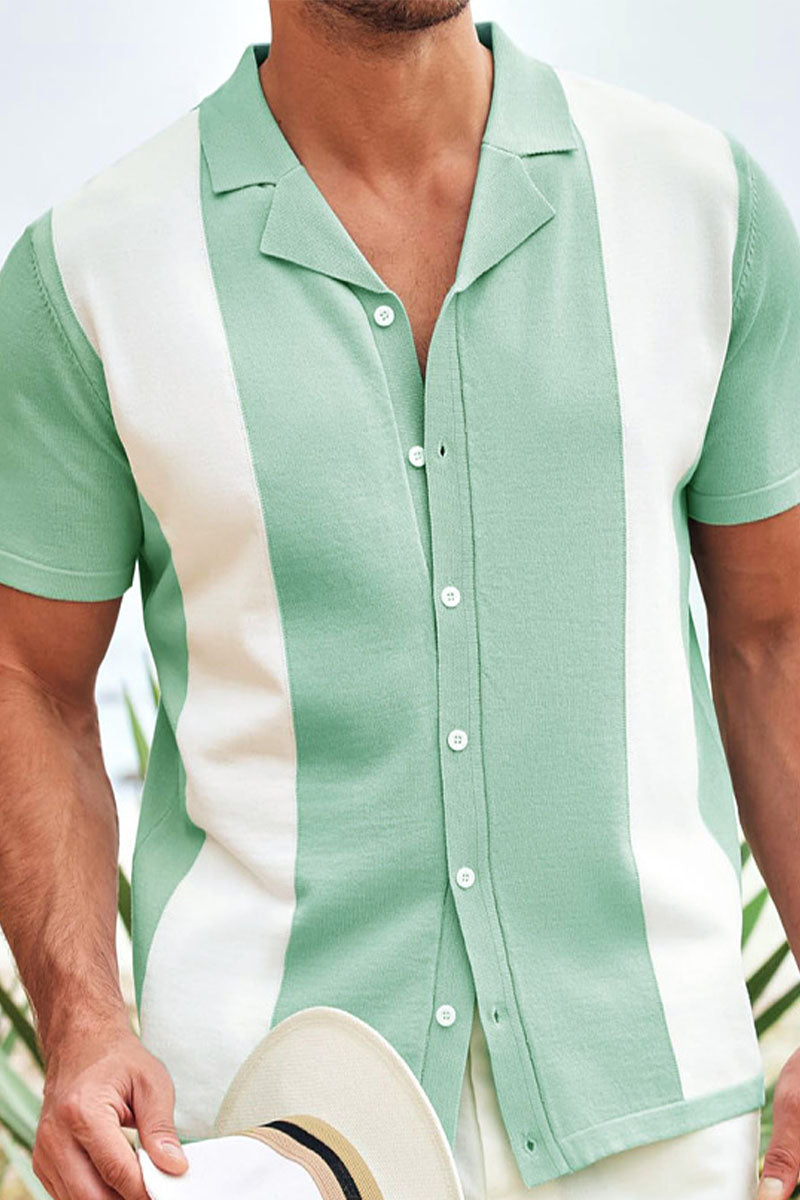 Uniqshe Men's Casual Short Sleeve Hawaiian Polo Cardigan