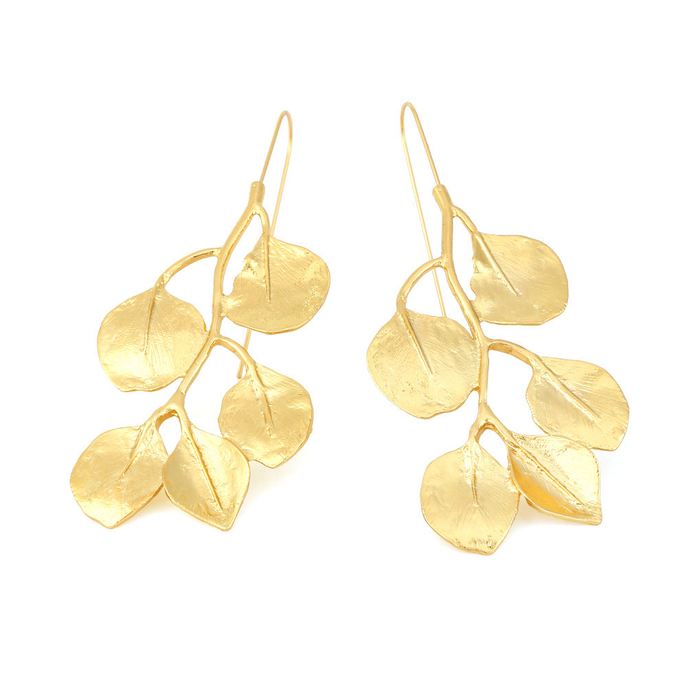Long Gold Leaf Earrings