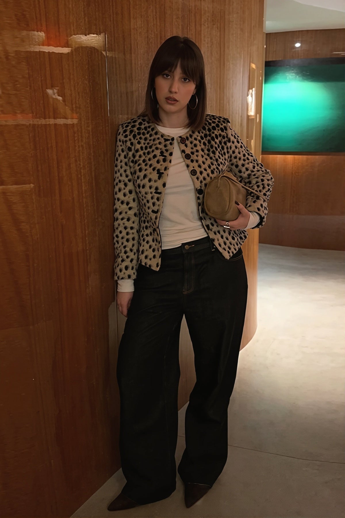 Leopard Print Round Neck Button Jacket 5
