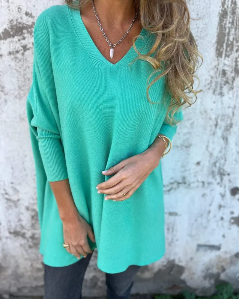 V-Neck Long Sleeve Oversized Knit Sweater