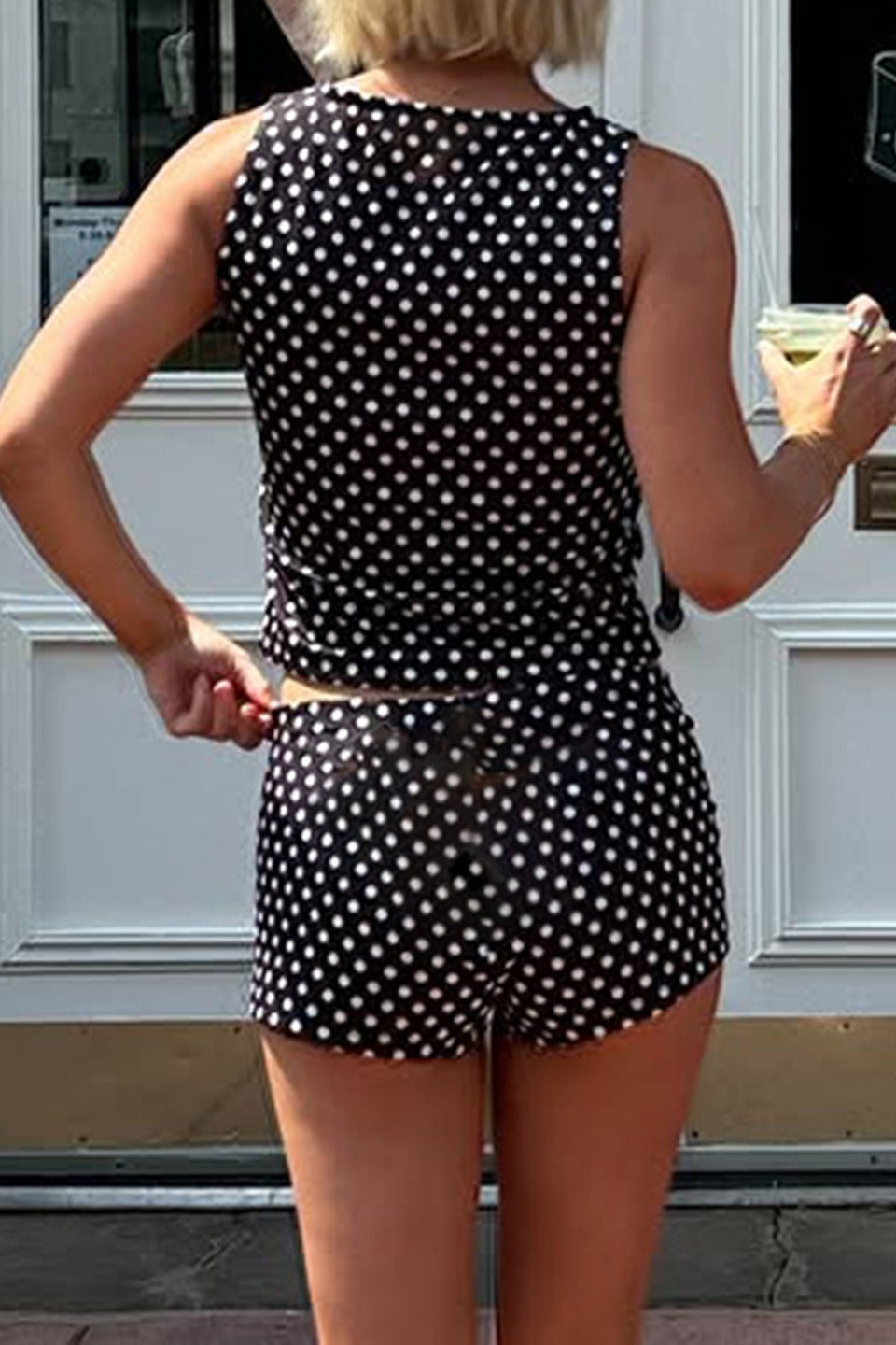 Casual Dot Print Tank Two Pieces Set