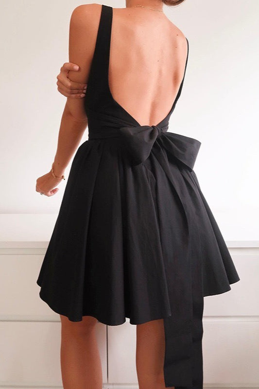Open Back Bow Mini Dress