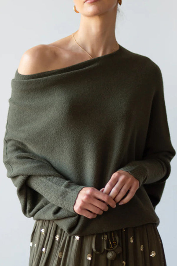 Chic Solid Color Round Neck Long Sleeve Knitted Sweater