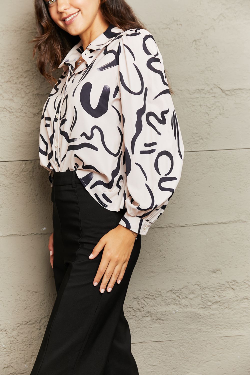 Collared Patterned Button-Down Shirt