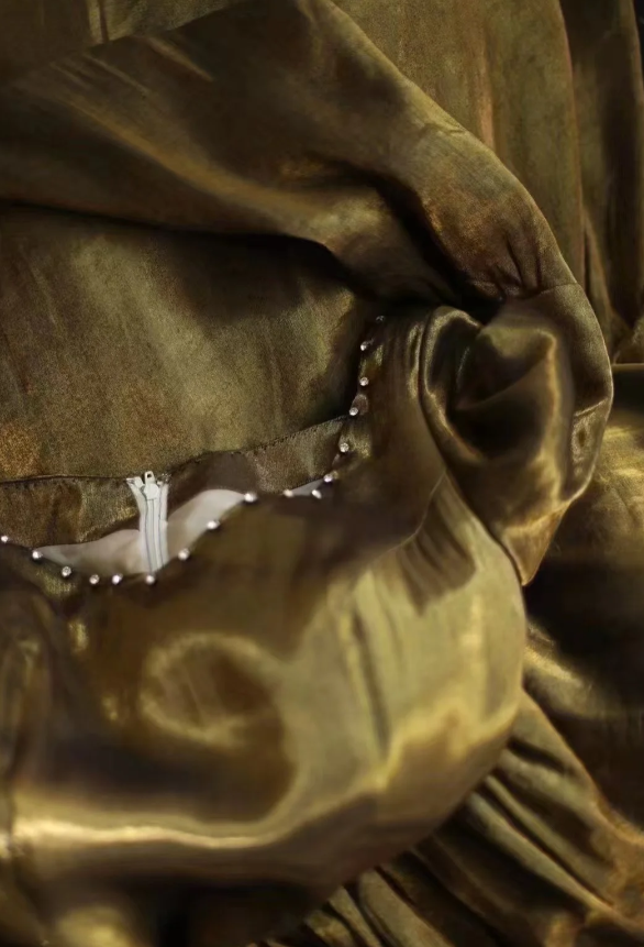 Green Velvet Prom Party Dress With Long Sleeves Classy Retro Evening Dress - Fashionpara