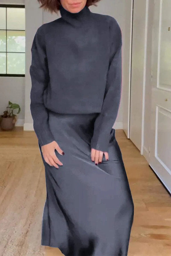 Jaelyn Long Sleeve Turtleneck Sweater and Maxi Skirt Set
