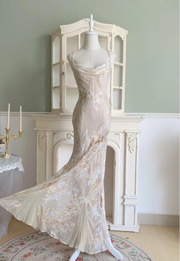 Elegant Mermaid Spaghetti Straps Long Chiffon Long Prom Dress Evening Dress P4328