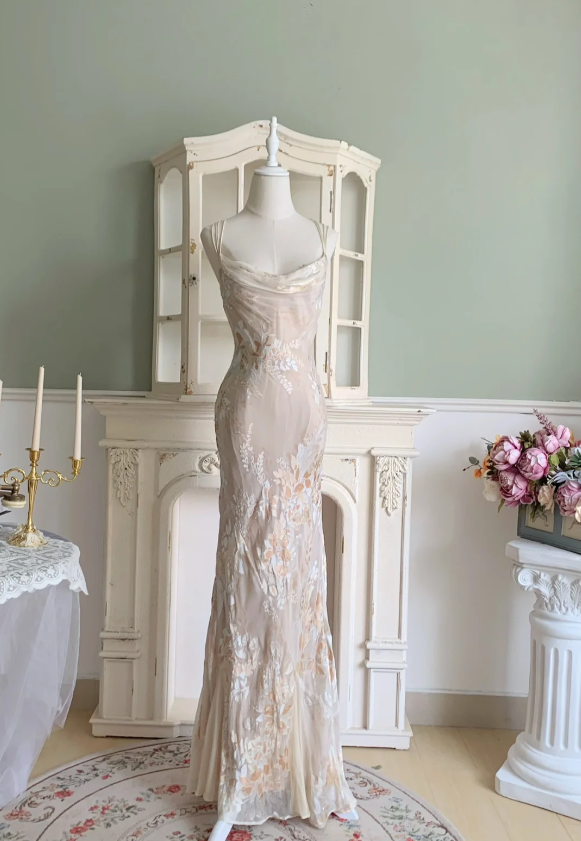 Elegant Mermaid Spaghetti Straps Long Chiffon Long Prom Dress Evening Dress P4328