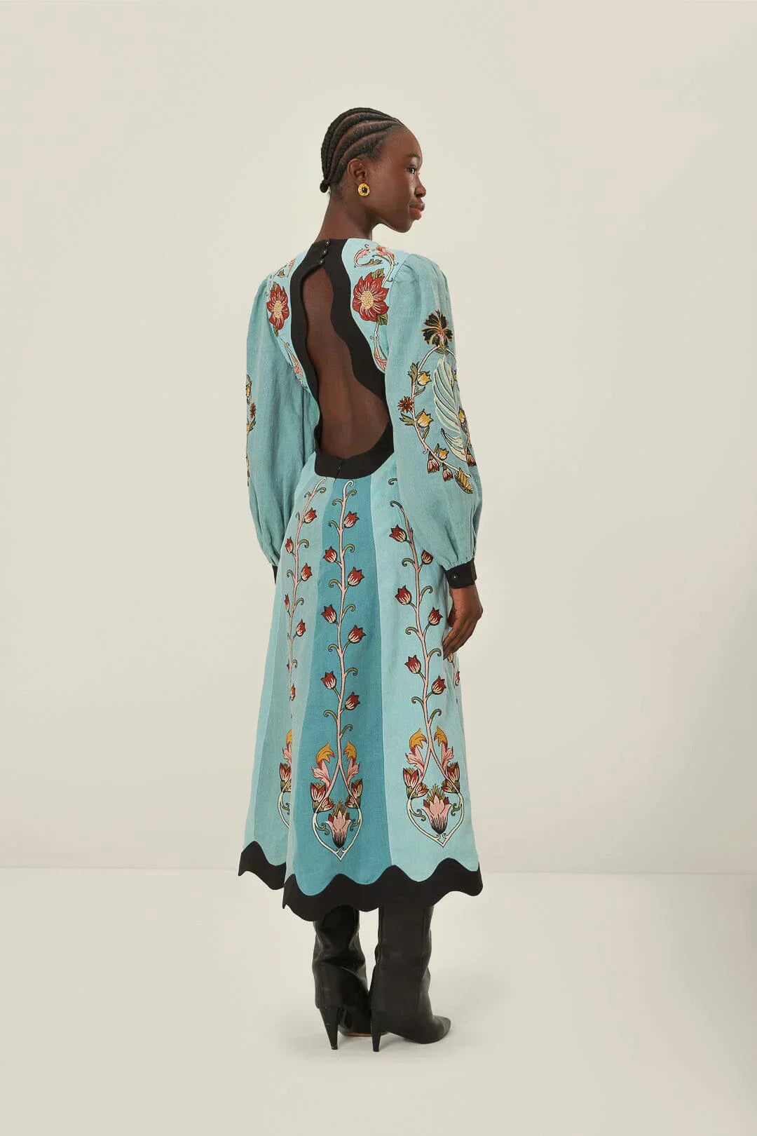 Karina Blue Beauty Long Sleeve Midi Dress - View 2