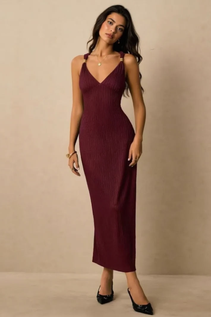 Ruched Bodycon Midi Dress
