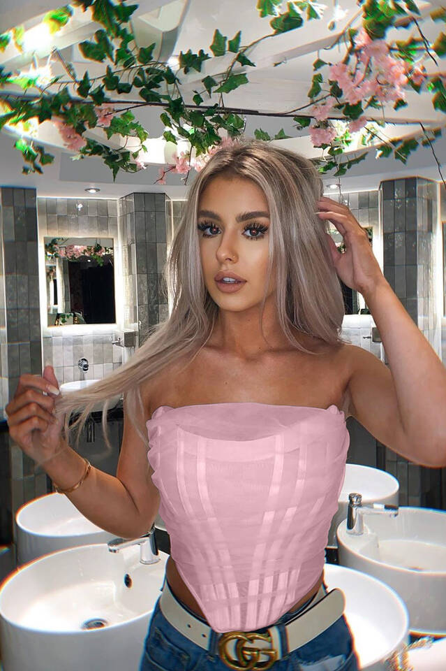 Mesh Boned Corset Top - Fashionpara